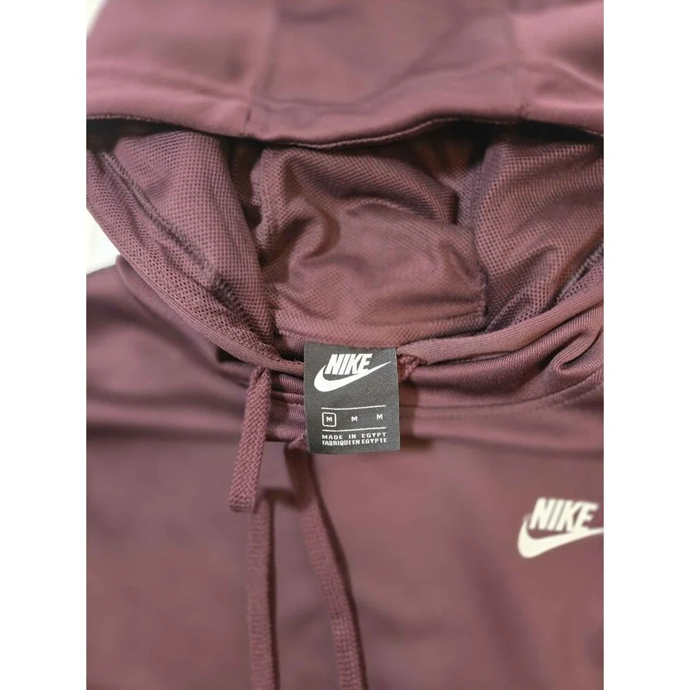 Nike Mens Hoodie Size M Burgundy Pullover Sweatshirt Logo Sleeve Tape